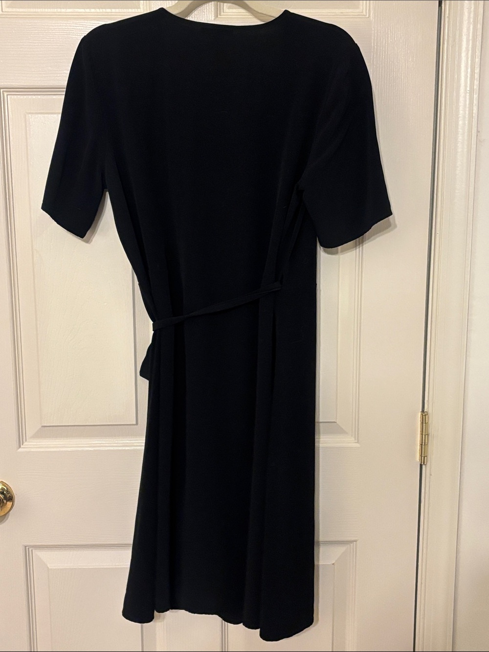 Eileen Fisher Black Short-Sleeve Midi Wrap Dress - Picture 4 of 5